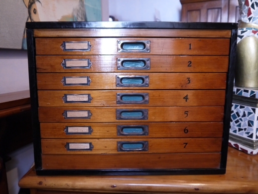 Trunk, original iron handles & wooden pegs, 1850's, original finish