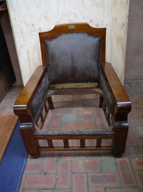 Carved over-mantle with grape vine images, Queensland walnut, by George Mattsmith